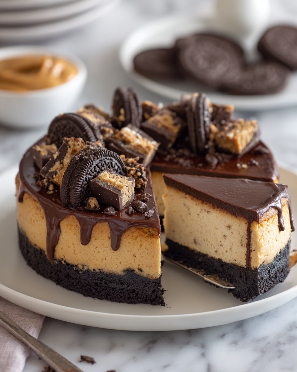 Chocolate Peanut Butter Candy Cheesecake Recipe - Recipe Image