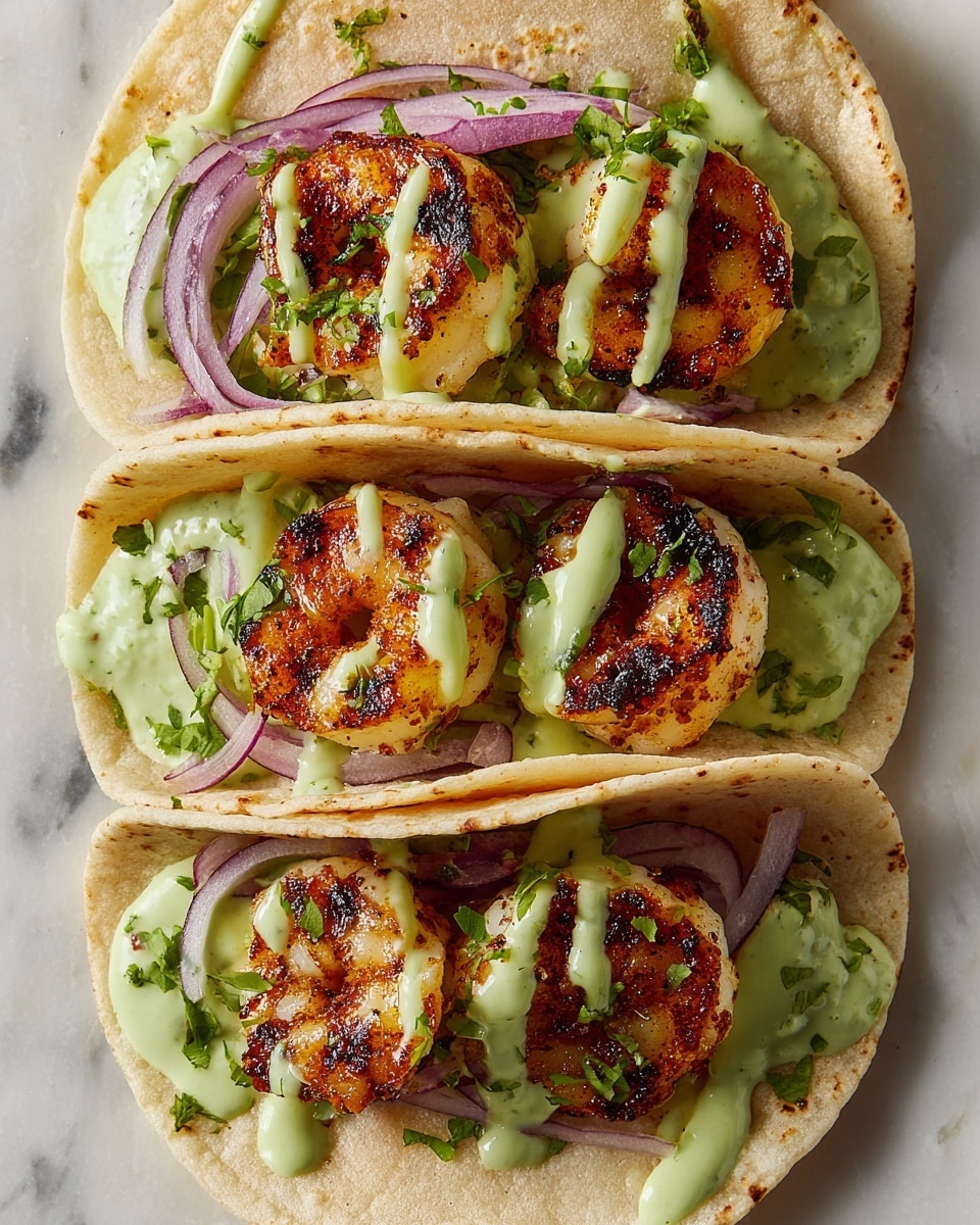 Spicy Shrimp Tacos with Avocado Crema Recipe - Recipe Image