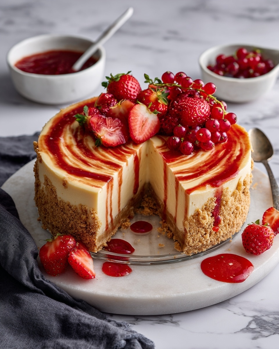 Strawberry Swirl Cheesecake Recipe - Recipe Image