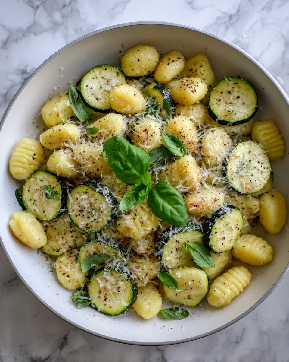 Lemon and Basil Gnocchi with Zucchini and Fresh Mozzarella Recipe - Recipe Image