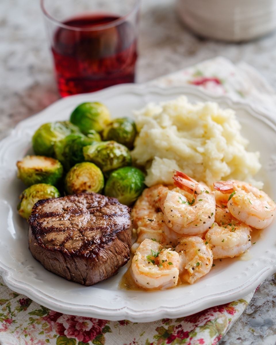 Surf and Turf with Creamy Garlic Parmesan Shrimp Recipe - Recipe Image
