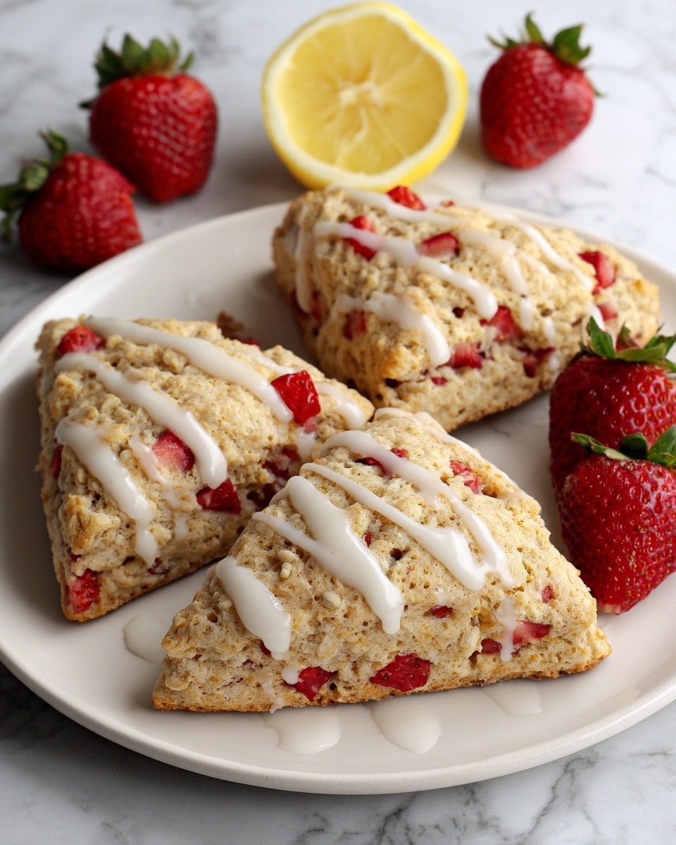 Strawberry Lemon Scones with Lemon Glaze Recipe - Recipe Image