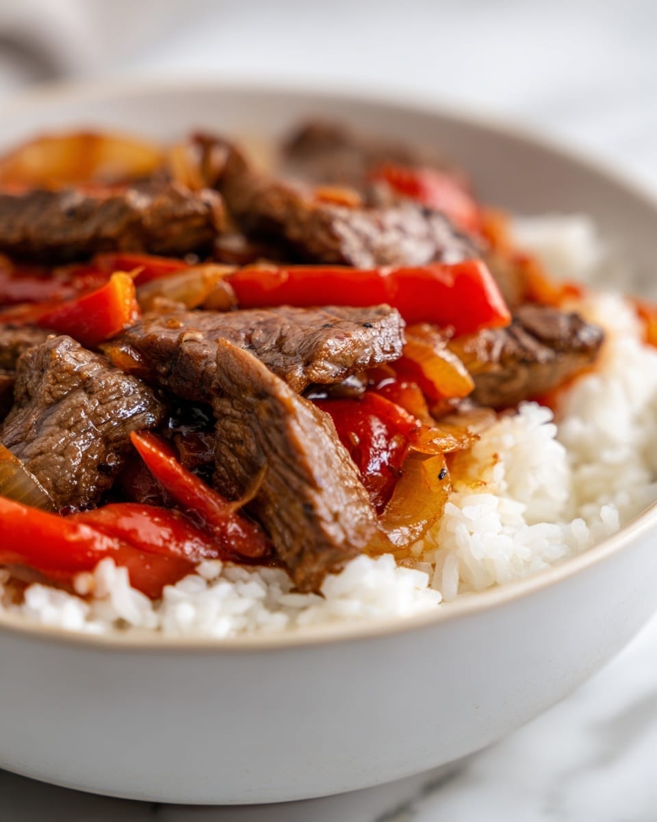 Sizzling Chinese Pepper Steak with Onions Recipe - Recipe Image