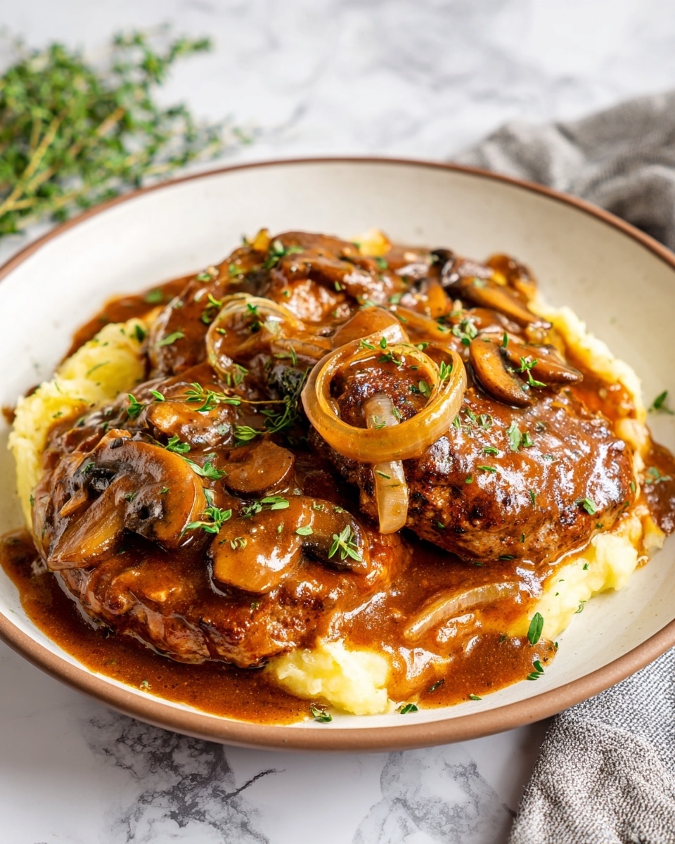 Bobby Flay Salisbury Steak with Mushroom Gravy Recipe - Recipe Image