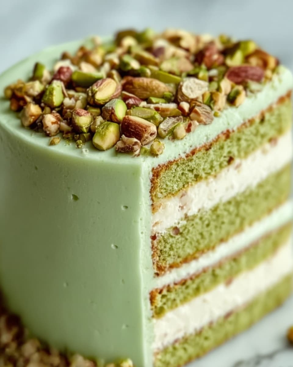 A Slice of Heaven: Dreamy Pistachio Cake Delight Recipe - Recipe Image