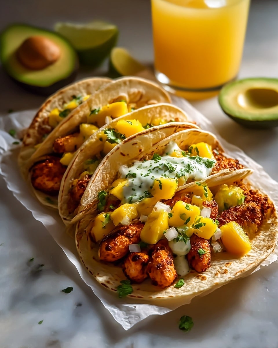 Crispy BBQ Salmon Tacos with Avocado Mango Salsa and Jalapeño Recipe - Recipe Image