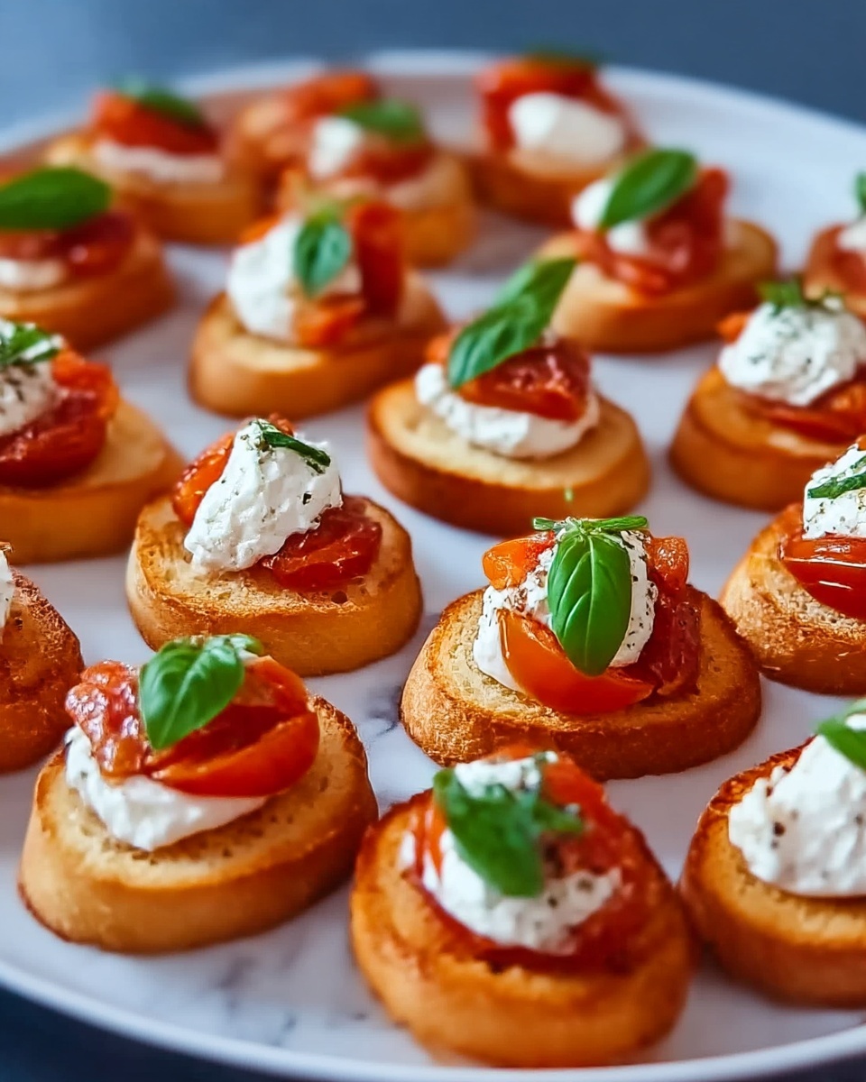 Roasted Tomato and Garlic Bruschetta Bites Recipe - Recipe Image
