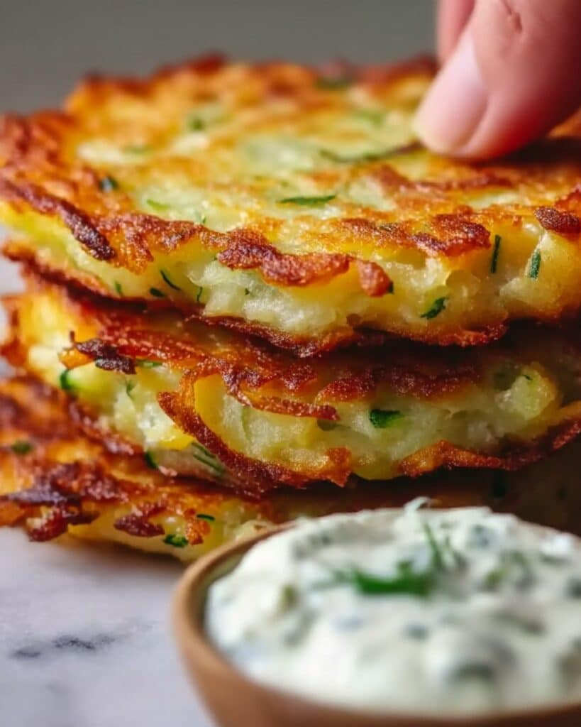 Crispy Vegetable Fritters with Creamy Garlic Tzatziki Recipe