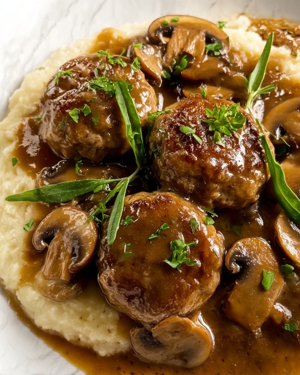 The Ultimate Salisbury Steak Meatballs with Mushroom Gravy Recipe - Recipe Image