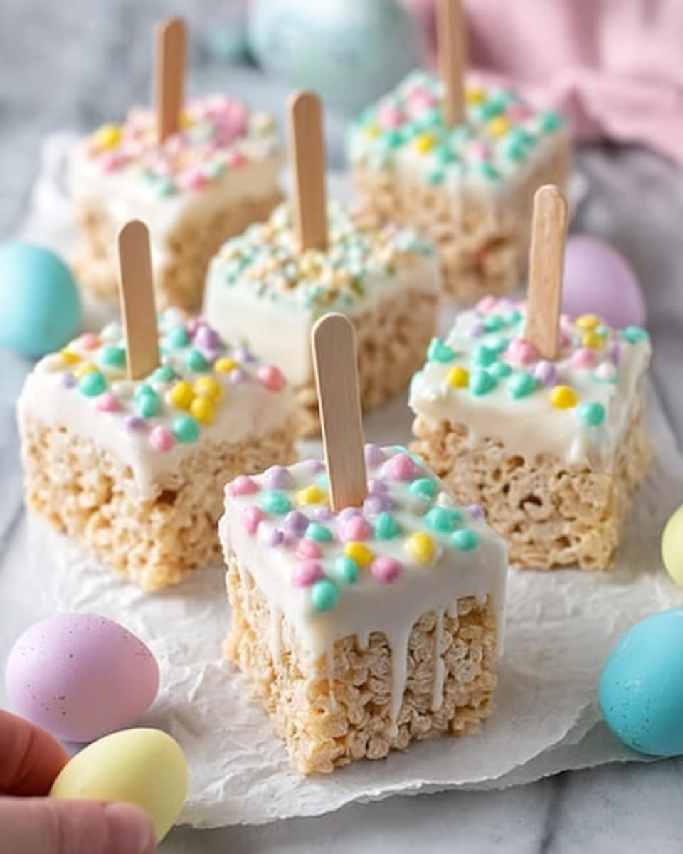 Chocolate-Dipped Easter Rice Krispie Treats Recipe - Recipe Image