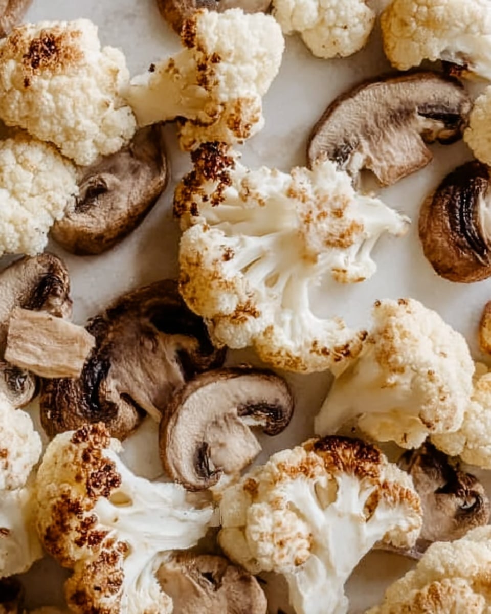 Garlicy Roasted Cauliflower & Mushrooms Recipe