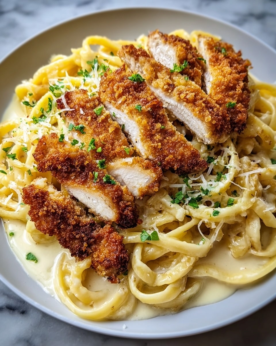 Crispy Chicken with Creamy Pasta Recipe - Recipe Image