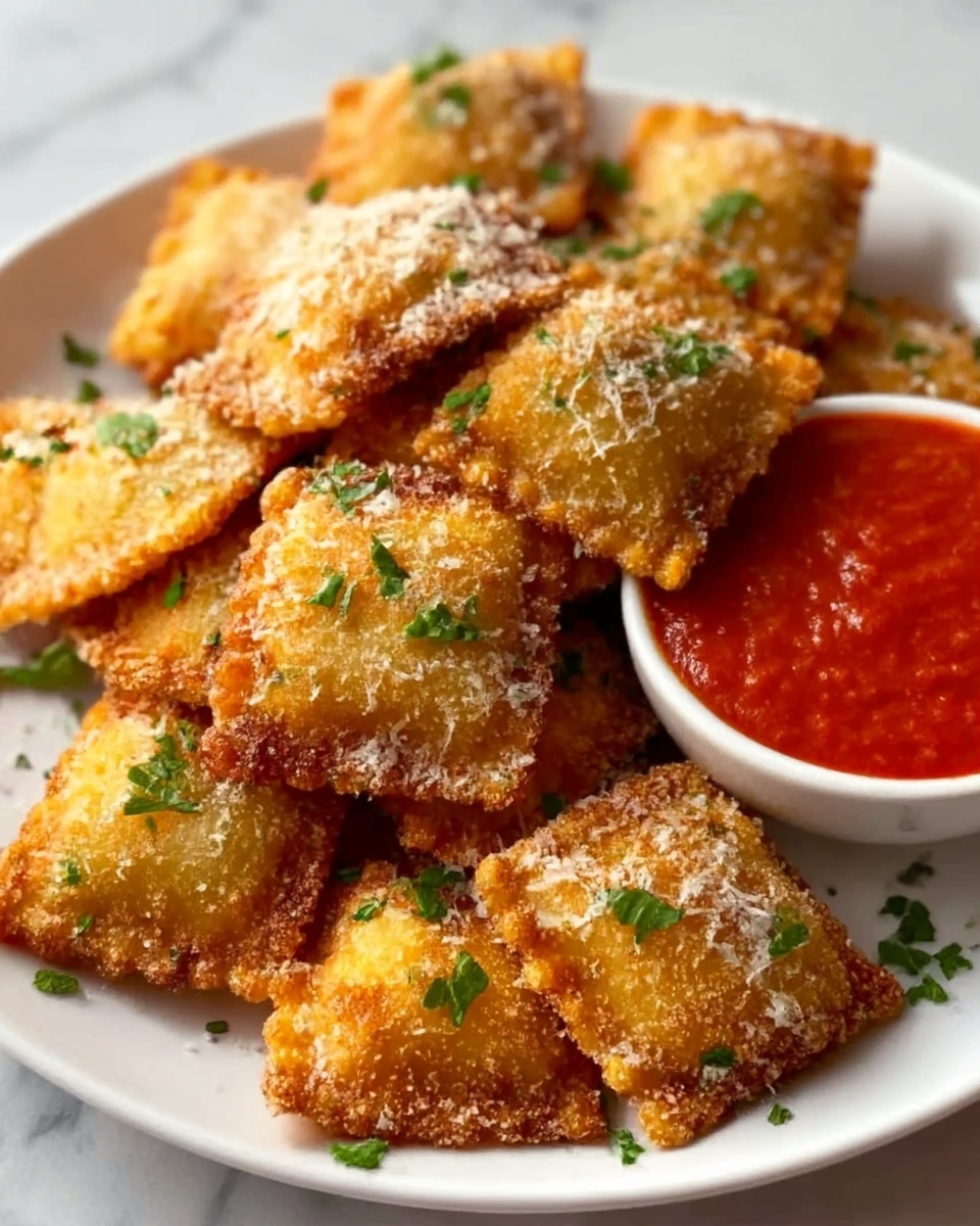 Air Fryer Crispy Ravioli with Parmesan and Marinara Recipe - Recipe Image