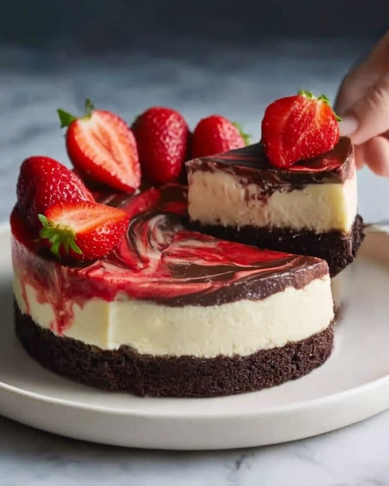 Chocolate Strawberry Swirl Cheesecake Recipe