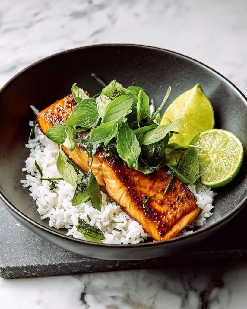 Caramelised Lemongrass Salmon with Coconut Rice Bliss Recipe