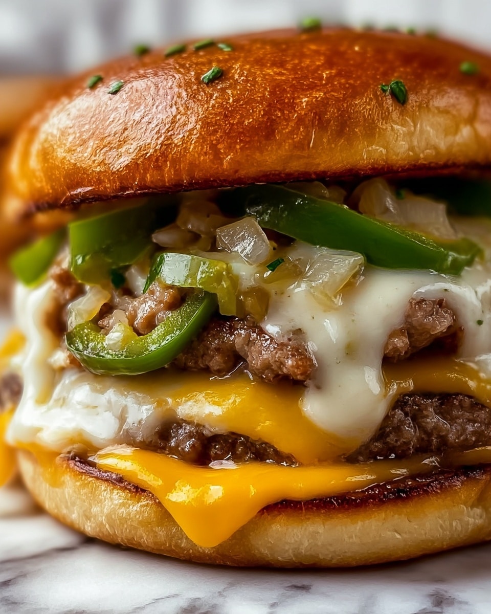 Philly Cheese Steak Burgers Recipe - Recipe Image