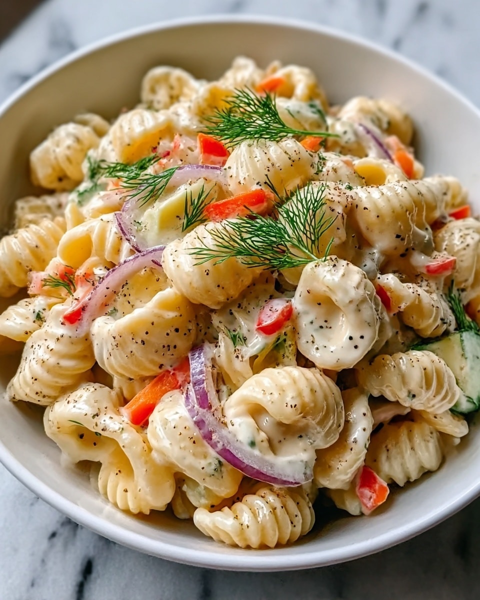 Tangy Dill Pickle Pasta Salad Recipe - Recipe Image