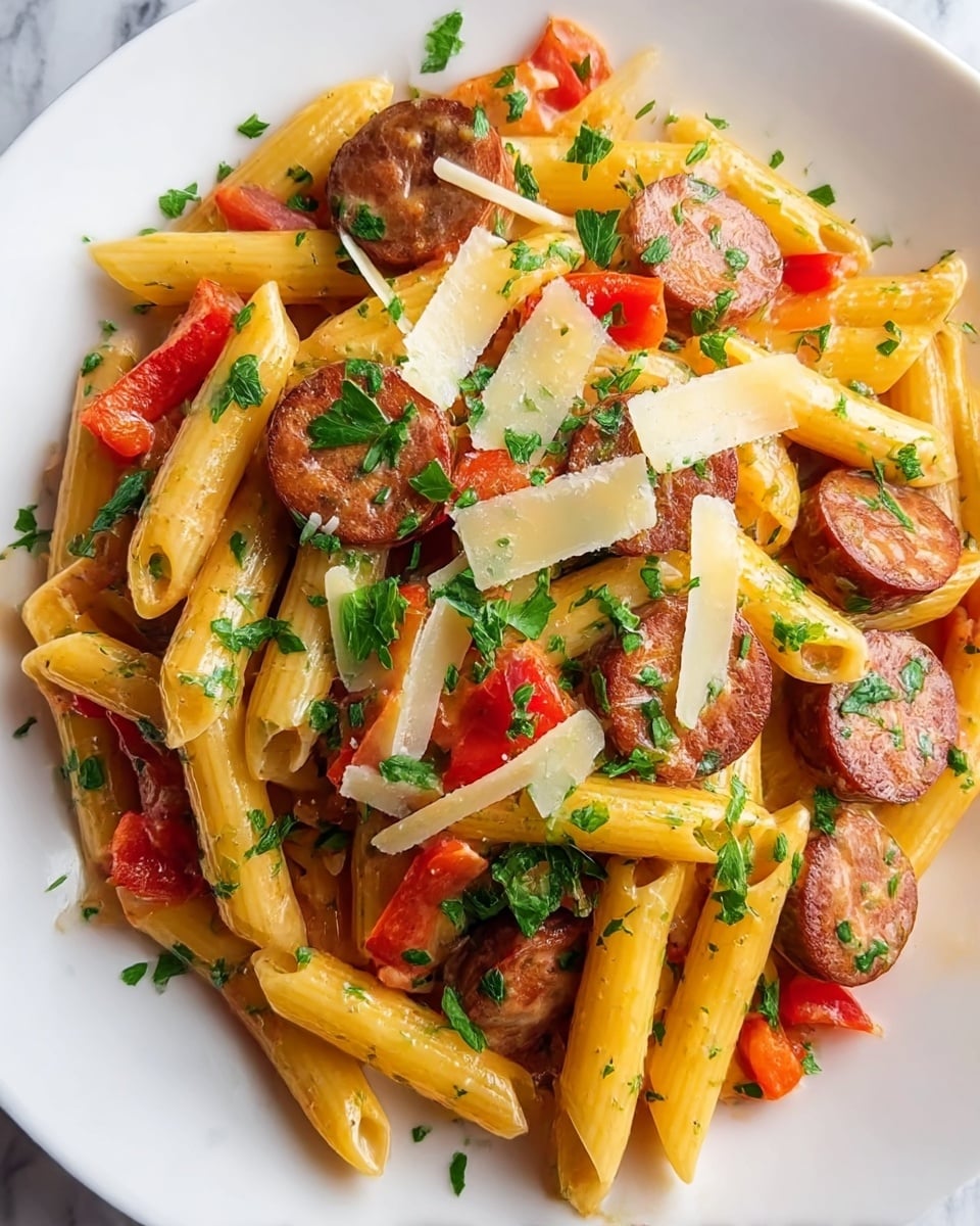 One Pot Smoked Sausage Pasta Recipe - Recipe Image