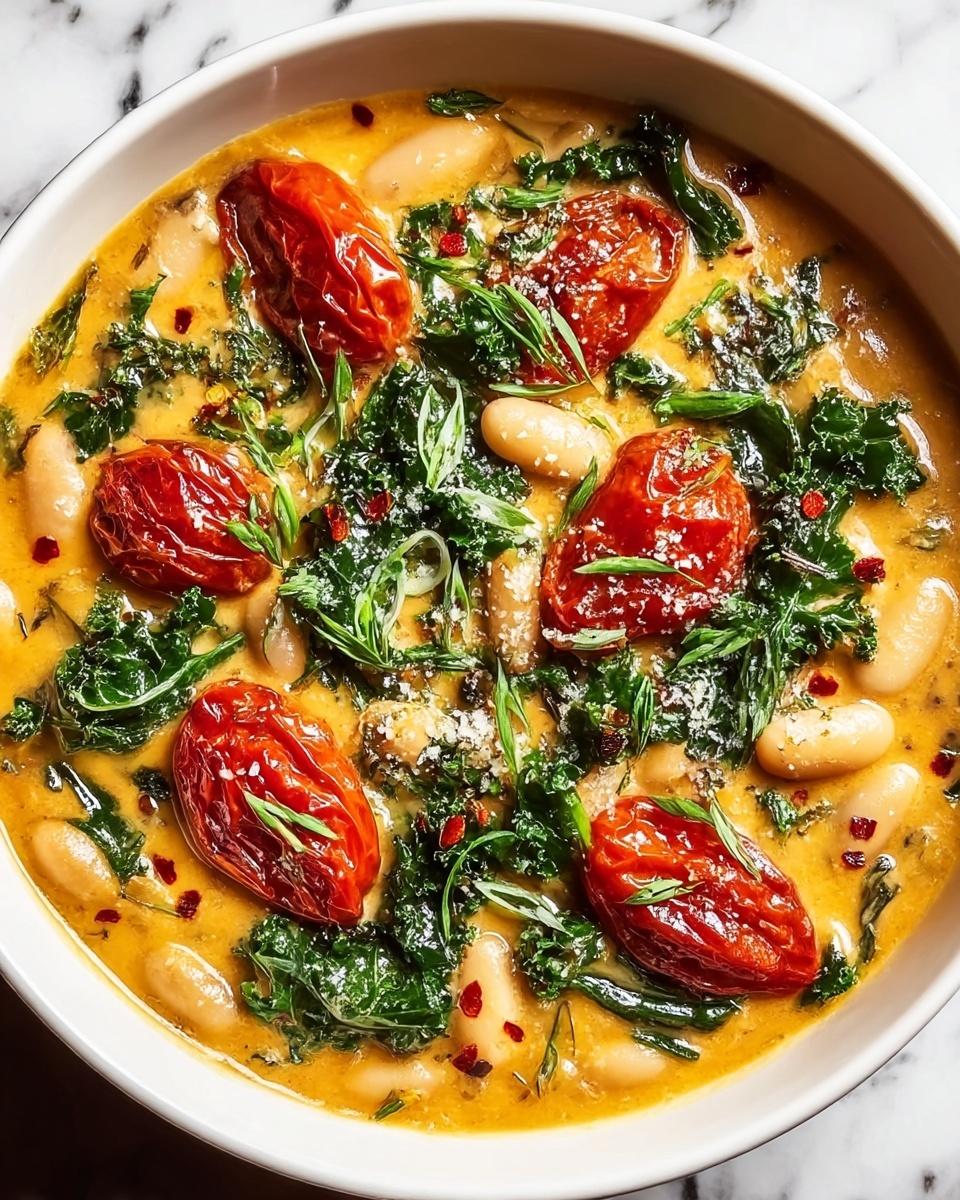 Creamy Vegan Tomato White Bean Stew Recipe - Recipe Image