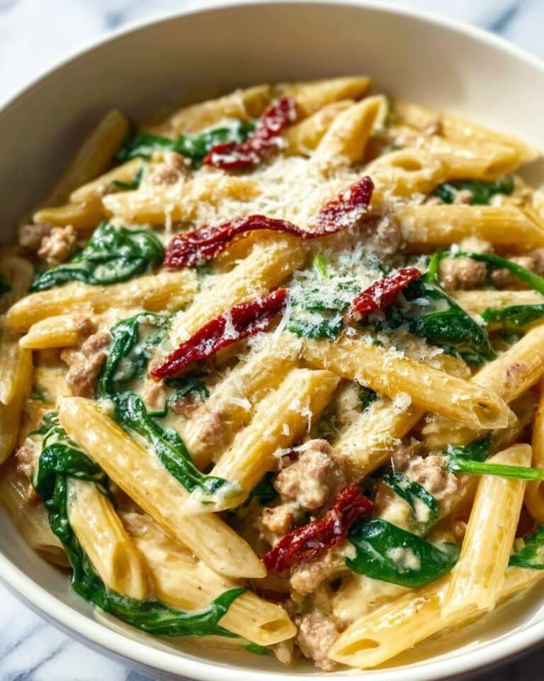 Creamy Tuscan Sausage Pasta Recipe